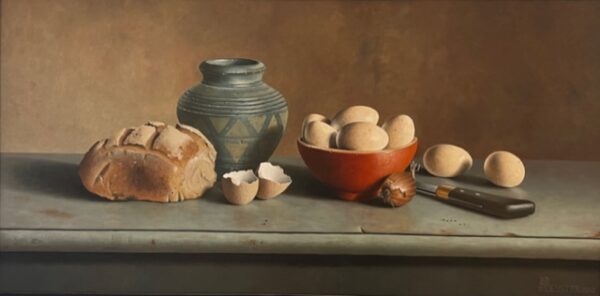 Frank Beuster –  Brot und Eier mit portugiesischer Vase